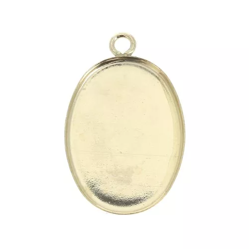 Pendente ovale per cabochon fondo piatto 18x13 mm - Gold filled x1