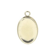 Pendente ovale per cabochon fondo piatto 14x10 mm - Gold filled x1