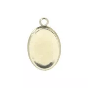 Pendente ovale per cabochon fondo piatto 14x10 mm - Gold filled x1