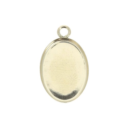 Pendente ovale per cabochon fondo piatto 14x10 mm - Gold filled x1