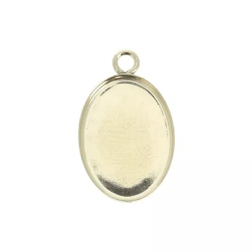 Pendente ovale per cabochon fondo piatto 14x10 mm - Gold filled x1