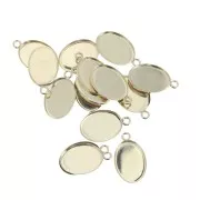 Pendente ovale per cabochon fondo piatto 14x10 mm - Gold filled x1