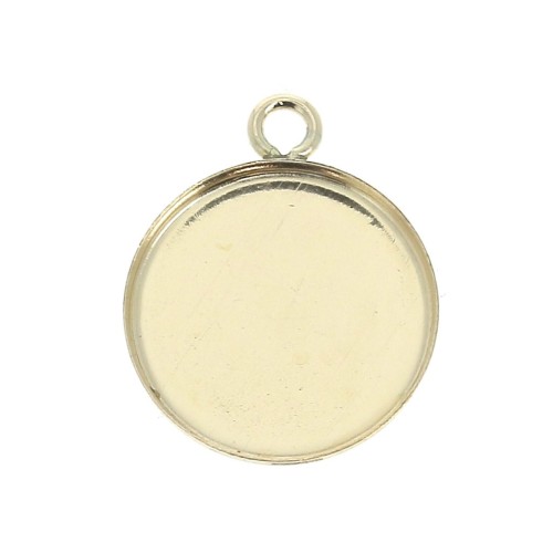 Pendente rotondo per cabochon fondo piatto 12 mm - Gold filled x1