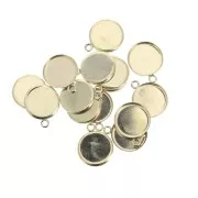 Pendente rotondo per cabochon fondo piatto 12 mm - Gold filled x1