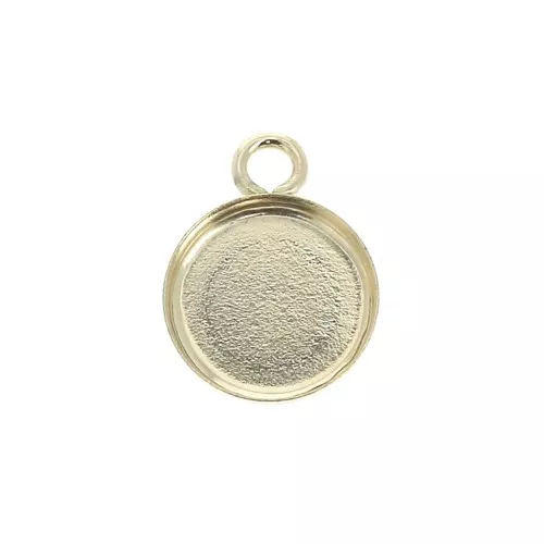 Pendente rotondo per cabochon fondo piatto 8 mm - Gold filled x1