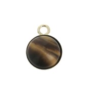Pendente rotondo per cabochon fondo piatto 8 mm - Gold filled x1