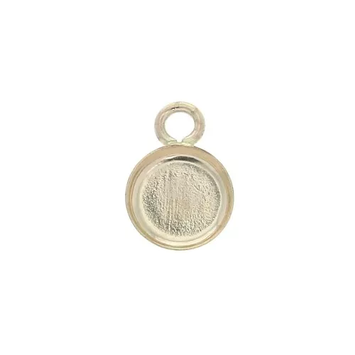 Pendente rotondo per cabochon fondo piatto 6 mm - Gold filled x1