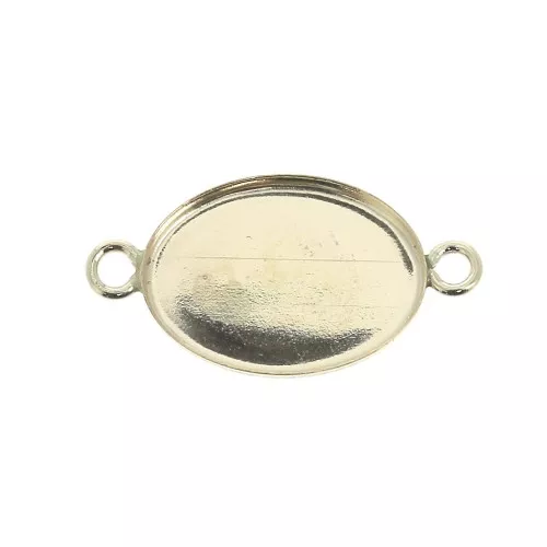 Intercalare incastonato ovale per cabochon fond0 piatto 14x10 mm - Gold filled x1