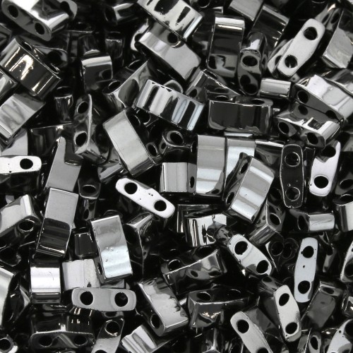 Miyuki Half Tila Beads 5x2.3x1.9mm HTL-55036 - Black Full Chrome x10g