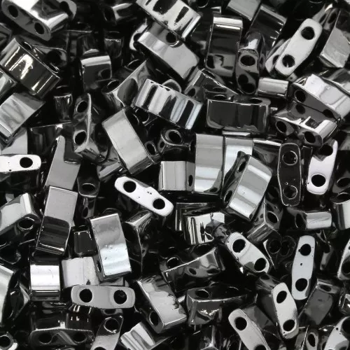 Miyuki Half Tila Beads 5x2.3x1.9mm HTL-55036 - Black Full Chrome x10g