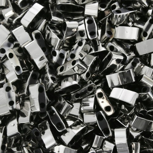 Miyuki Half Tila Beads 5x2.3x1.9mm HTL-55097 - Black Argentoic Full x10g