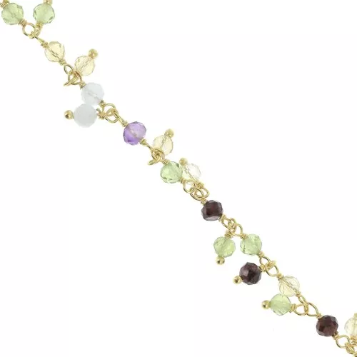 Catena fantasia 6.5mm con pietre semipreziose rotonde Argento 925  x20cm