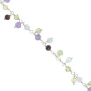 Catena fantasia 6.5 mm con pietre semipreziose rotonde - Argento 925 x20cm|raw }}