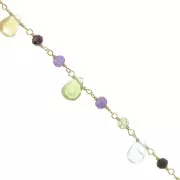 Catena fantasia 7.5mm - gocce - Argento 925 Dorato all'oro fino x20cm