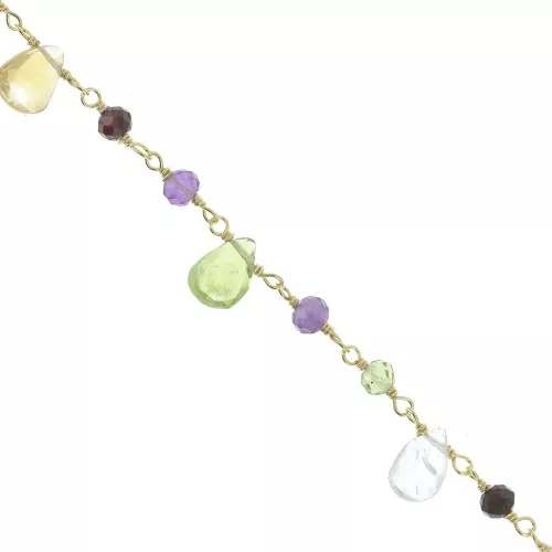 Catena fantasia 7.5mm - gocce - Argento 925 Dorato all'oro fino x20cm