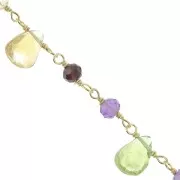 Catena fantasia 7.5mm - gocce - Argento 925 Dorato all'oro fino x20cm