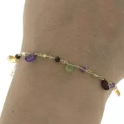 Catena fantasia 7.5mm - gocce - Argento 925 Dorato all'oro fino x20cm