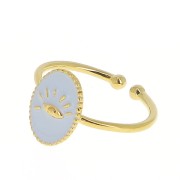 Anello ovale regolabile -modello occhio - Dorato con oro fino -Malva chiarox1