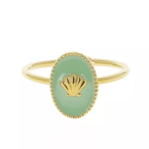 Anello ovale regolabile -modello conchiglia -Dorato con oro fino -Menta x1