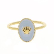 Anello ovale regolabile -modello conchiglia Dorato con oro fino -Malva chiaro x1|raw }}
