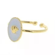 Anello ovale regolabile -modello conchiglia Dorato con oro fino -Malva chiaro x1