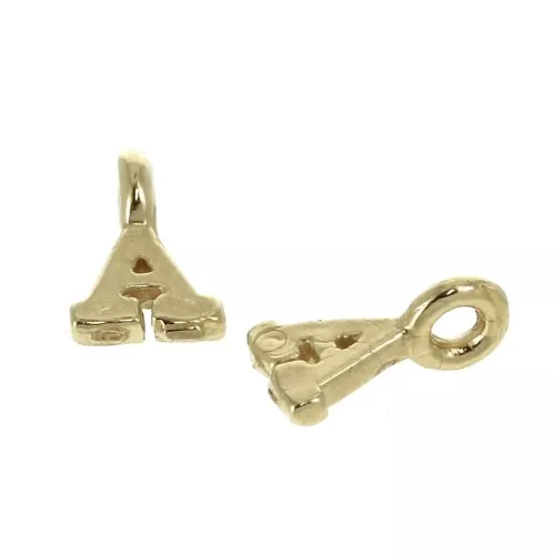 Ciondolo lettere alfabeto 8 mm anello chiuso - A - Placcato oro 3 micron x1