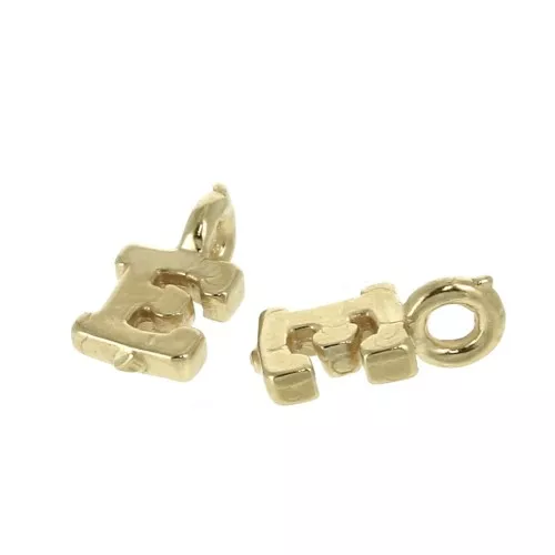 Ciondolo lettere alfabeto 8 mm anello chiuso - E - Placcato oro 3 micron x1