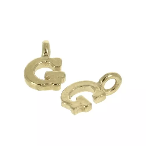 Ciondolo lettere alfabeto 8 mm anello chiuso - G - Placcato oro 3 micron x1