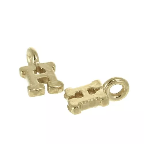 Ciondolo lettere alfabeto 8 mm anello chiuso - H - Placcato oro 3 micron x1