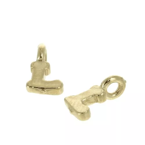 Ciondolo lettere alfabeto 8 mm anello chiuso - L - Placcato oro 3 micron x1