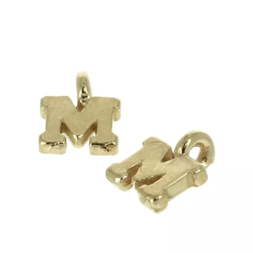 Ciondolo lettere alfabeto 8 mm anello chiuso - M - Placcato oro 3 micron x1