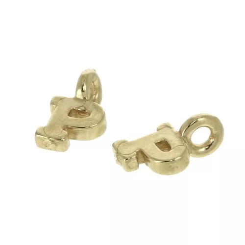 Ciondolo lettere alfabeto 8 mm anello chiuso - P - Placcato oro 3 micron x1