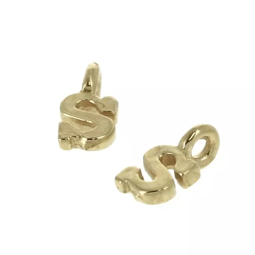 Ciondolo lettere alfabeto 8 mm anello chiuso - S - Placcato oro 3 micron x1