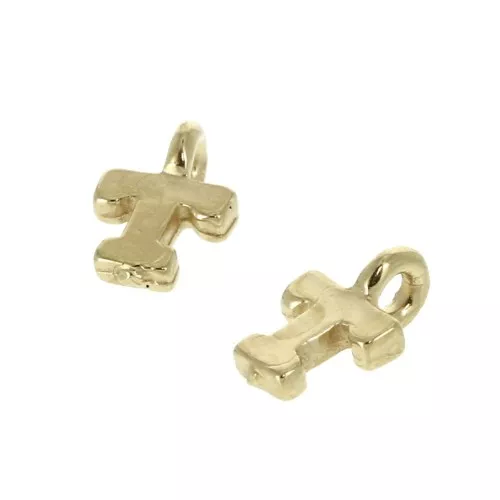 Ciondolo lettere alfabeto 8 mm anello chiuso - T - Placcato oro 3 micron x1