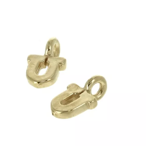 Ciondolo lettere alfabeto 8 mm anello chiuso - U - Placcato oro 3 micron x1