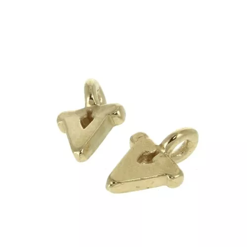 Ciondolo lettere alfabeto 8 mm anello chiuso - V - Placcato oro 3 micron x1