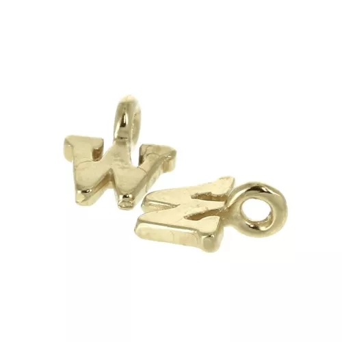 Ciondolo lettere alfabeto 8 mm anello chiuso - W - Placcato oro 3 micron x1