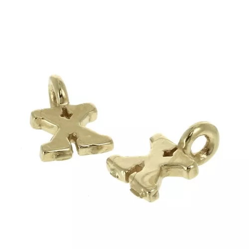 Ciondolo lettere alfabeto 8 mm anello chiuso - X - Placcato oro 3 micron x1