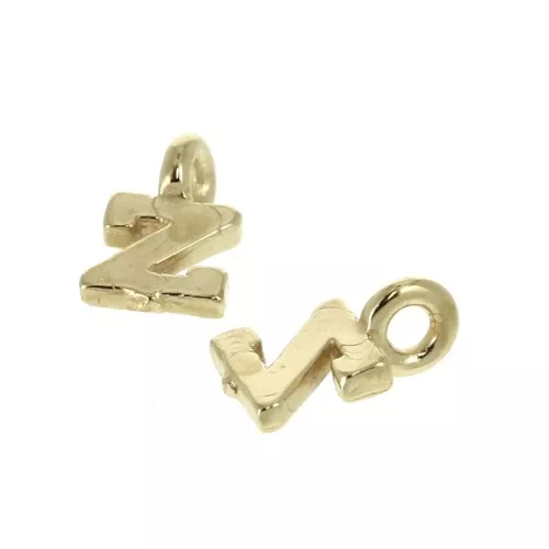 Ciondolo lettere alfabeto 8 mm anello chiuso - Z - Placcato oro 3 micron x1