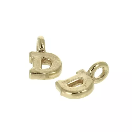 Ciondolo lettere alfabeto 8 mm anello chiuso - D - Placcato oro 3 micron x1