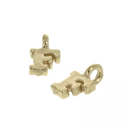 Ciondolo lettere alfabeto 8 mm anello chiuso - F - Placcato oro 3 micron x1
