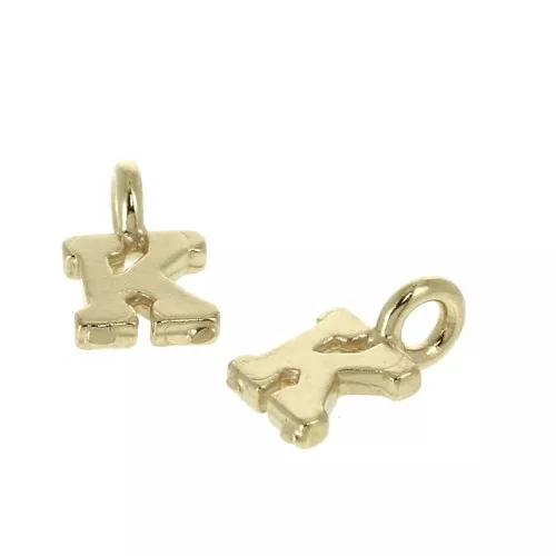 Ciondolo lettere alfabeto 8 mm anello chiuso - K - Placcato oro 3 micron x1