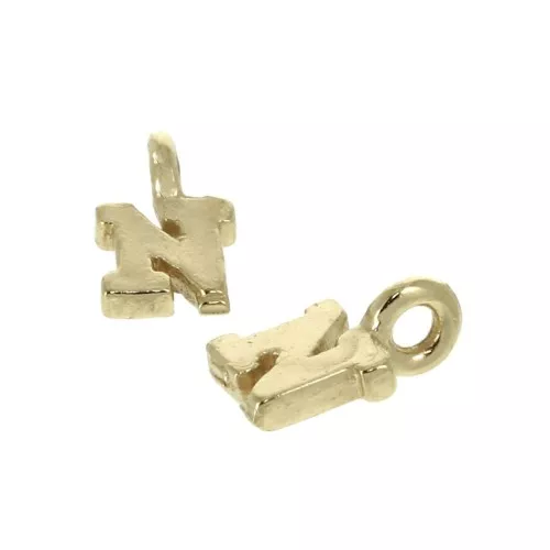 Ciondolo lettere alfabeto 8 mm anello chiuso - N - Placcato oro 3 micron x1