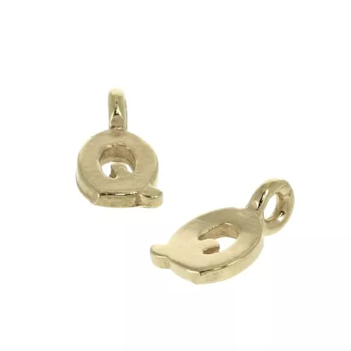 Ciondolo lettere alfabeto 8 mm anello chiuso - Q - Placcato oro 3 micron x1