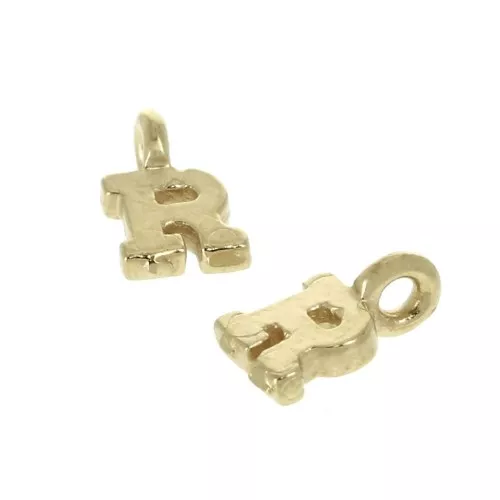 Ciondolo lettere alfabeto 8 mm anello chiuso - R - Placcato oro 3 micron x1