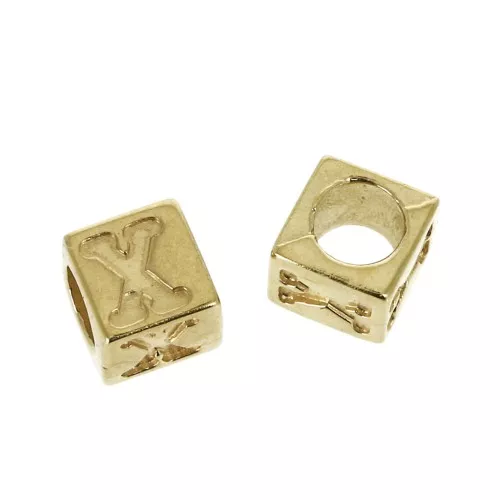 Perle lettere alfabeto v5 mm congros foro - X - Placcato oro 3 micron x1