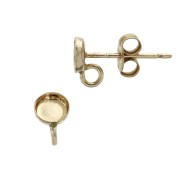 Chiodi di orecchie rotondi portacabochon 4 mm - anello chiuso - Gold Filled x2|raw }}