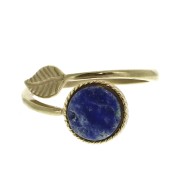 Anello foglia regolabile incastonato per cabochon fondo piatto 8mm x1