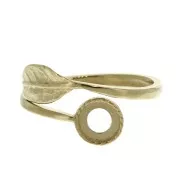 Anello foglia regolabile incastonato per cabochon 6mm placcatura oro 3 micron  x1