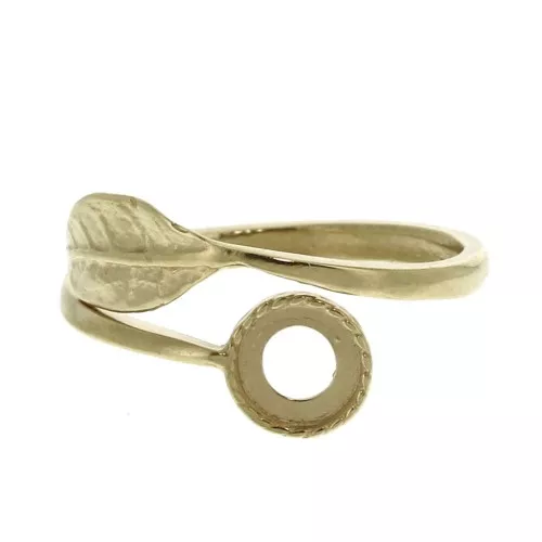 Anello foglia regolabile incastonato per cabochon 6mm placcatura oro 3 micron x1